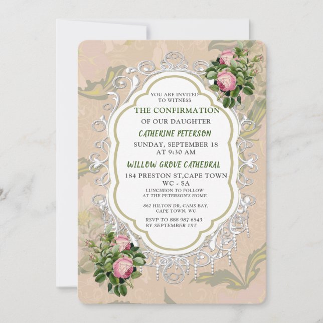 Victorian Bush Garden Bekräftelse Inbjudningar (Framsida)