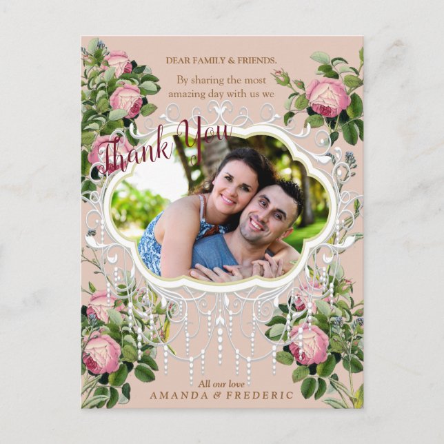 Victorian Bush Garden Wedding Tack Vykort (Framsida)