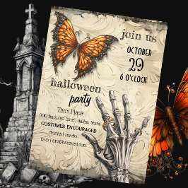 Victorian Butterfly | Skeleton | Gothic Halloween Inbjudningar