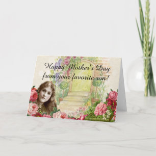 Victorian Cabbage Ro Woman Blommigt Door Kort