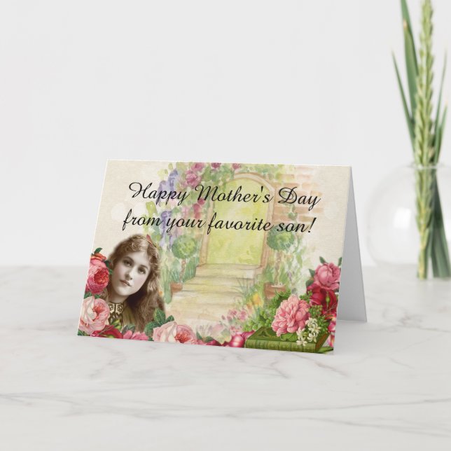 Victorian Cabbage Ro Woman Blommigt Door Kort (Framsida)