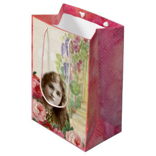 Victorian Cabbage Ro Woman Blommigt Gift Bag