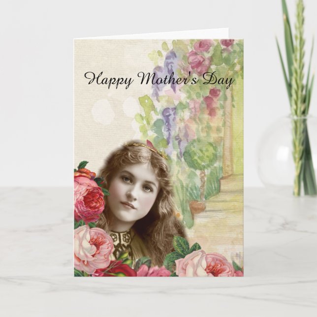 Victorian Cabbage Ro Woman Blommigt Kort (Framsida)