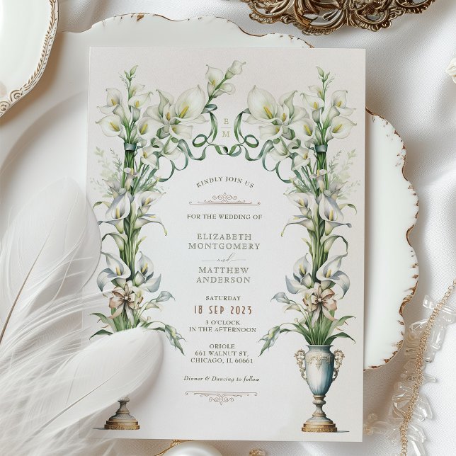 Victorian Calla Lily Elegance Wedding bjudande Inbjudningar (Skapare uppladdad)
