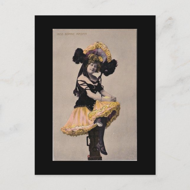 Victorian can can girl vycard vykort (Framsida)