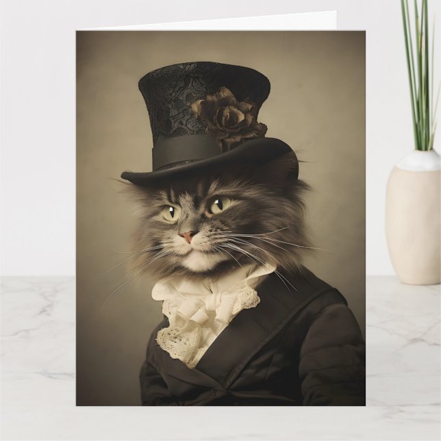VICTORIAN CAT BIRTHDAY FOR HIM Greeting Card Kort (Framsida)