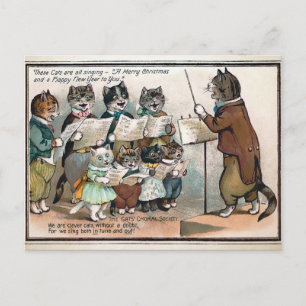 Victorian Cat Choir jul Vykort