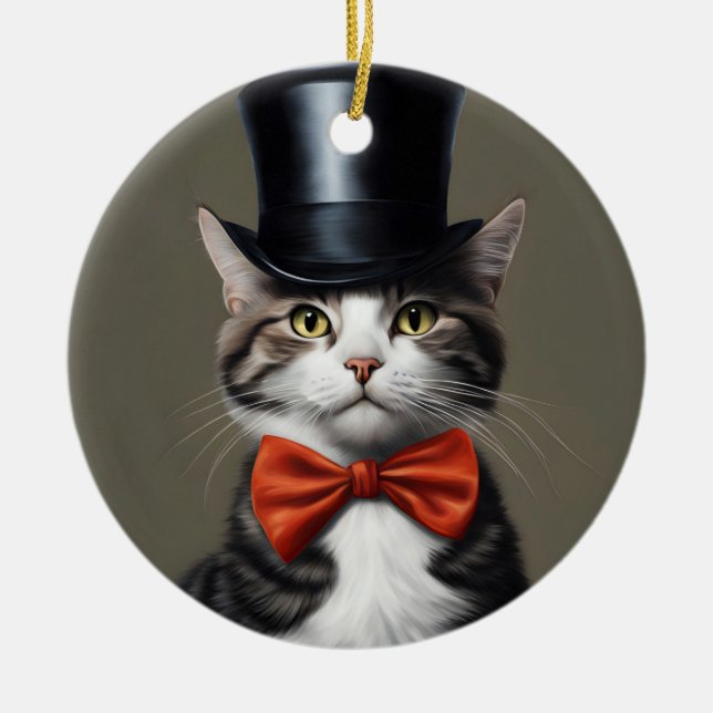 Victorian Cat Julgransprydnad Keramik (Framsidan)