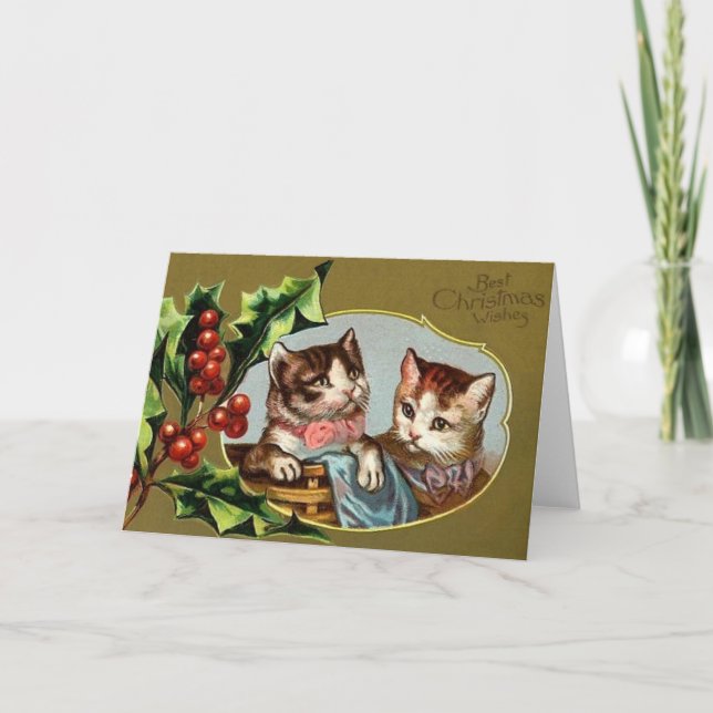Victorian Cats jul Önskemål Card Helgkort (Framsida)