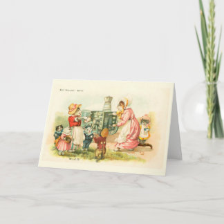 Victorian Cats Mjölk Maid Louis Wain Nursery Serie Kort