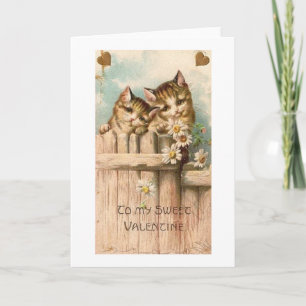 Victorian Cats Valentine Day Card Helgkort