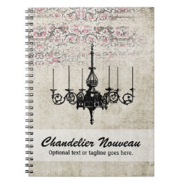 Victorian Chandelier Shabby chic Vintage Damask Anteckningsbok Med Spiral
