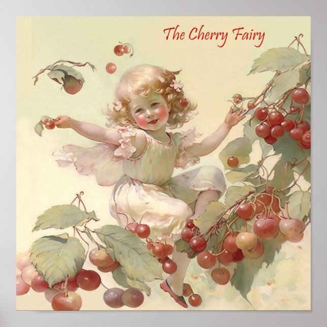 Victorian "Cherry Fairy" i Fruit Träd Poster (Framsidan)