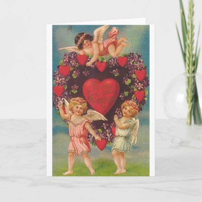 Victorian Cherub Valentine Day Card Helgkort (Framsida)