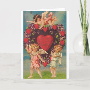 Victorian Cherub Valentine Day Card Helgkort
