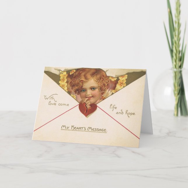 Victorian Cherub Valentine Day Card Helgkort (Framsida)