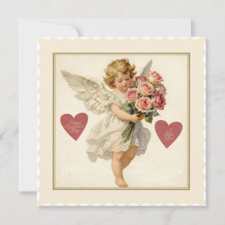 Victorian Cherub with Roses – Valentine’s Day Julkort