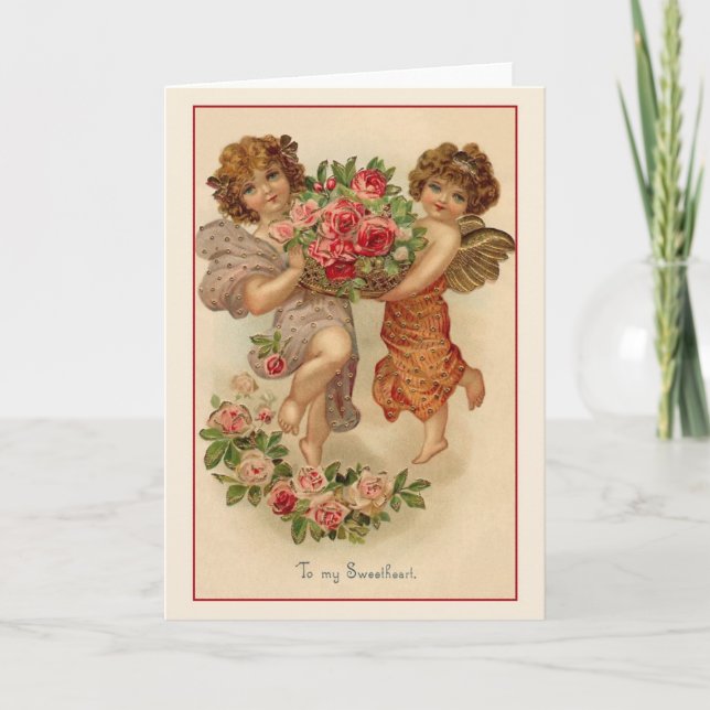 Victorian Cherubs och Ro Valentine Helgkort (Framsida)