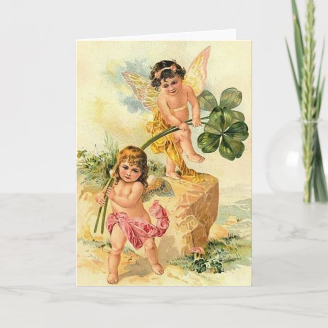 Victorian Cherubs St. Patrick's Day Card Kort (Framsida)