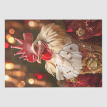 Victorian Chicken Red Kung Krona Decoupage