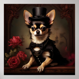 Victorian Chihuahua Vintage Porträtt Poster