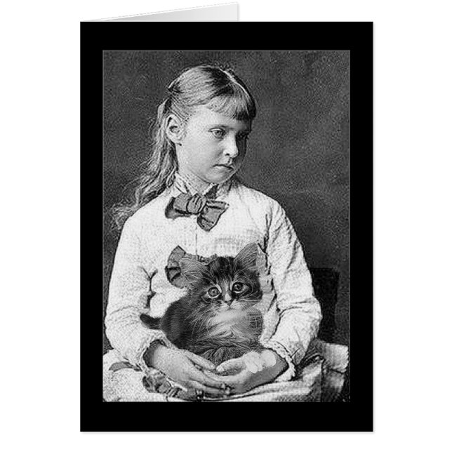 Victorian Child och Kitten Hälsningskort (Framsidan)