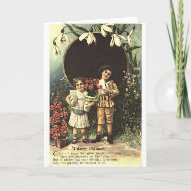 Victorian Children Birthday Card Kort (Framsida)