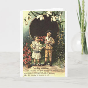 Victorian Children Birthday Card Kort