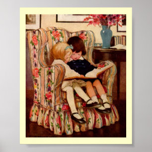 Victorian Children Bok Art Skriv ut Poster