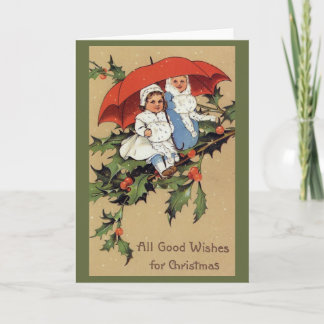 Victorian Children Christmas Greeting Card Helgkort