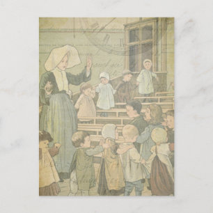 Victorian Children School Classroom Vintage Watch Vykort