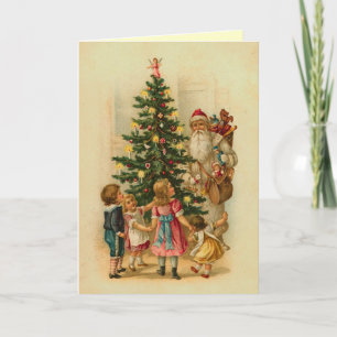 Victorian Childrens julmorgon Helgkort
