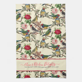 Victorian Chintzy Birds and Ro Vintage Mönster Kökshandduk