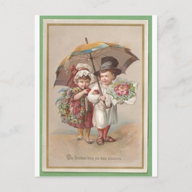 Victorian Christams Greeting Card 1885 Vykort (Framsida)