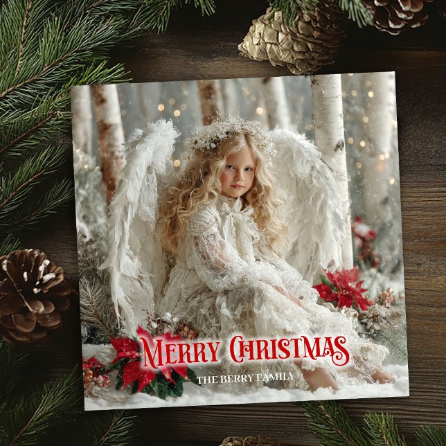 Victorian Christmas angel red white gold elegant  Julkort (Victorian Christmas angel red white gold elegant greeting card

)