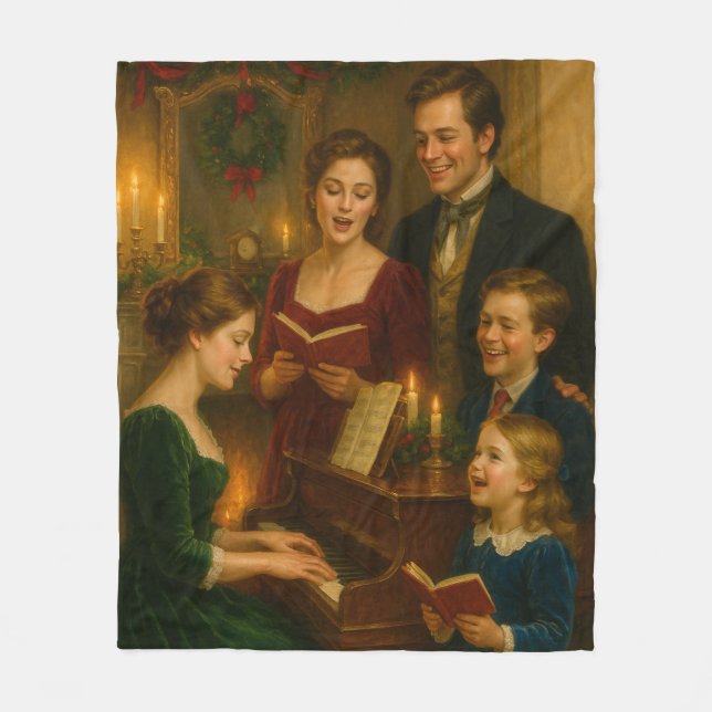 Victorian Christmas Blanket – Caroling by Fireligh Fleecefilt (Framsidan)