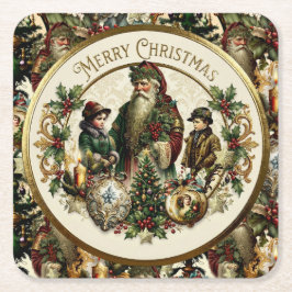 Victorian Christmas Elegance Underlägg Papper Kvadrat