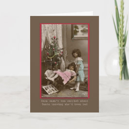 Victorian christmas-flickor som spelar humoristisk helgkort