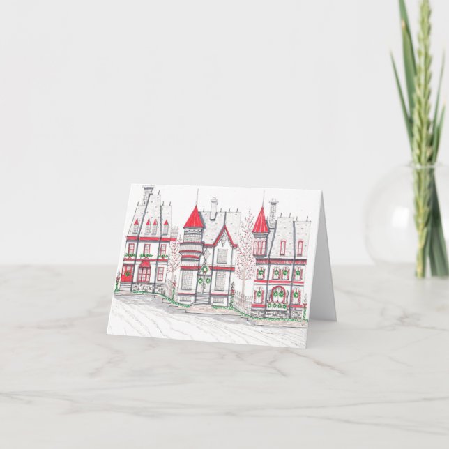 Victorian Christmas Greeting Card Tack Kort (Framsida)