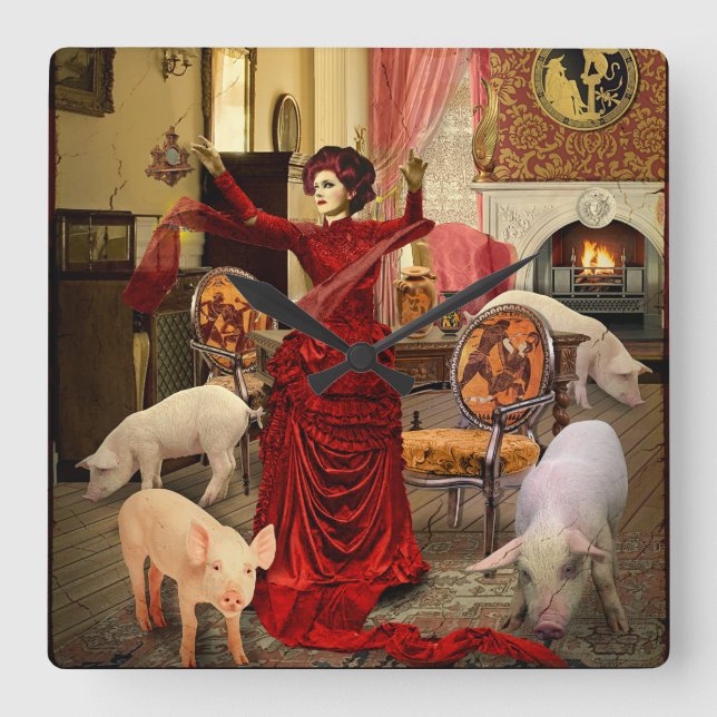 Victorian Circe Fyrkantig Klocka (Framsida)