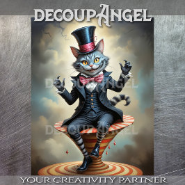 Victorian Circus Cheshire Cat - Decoupage