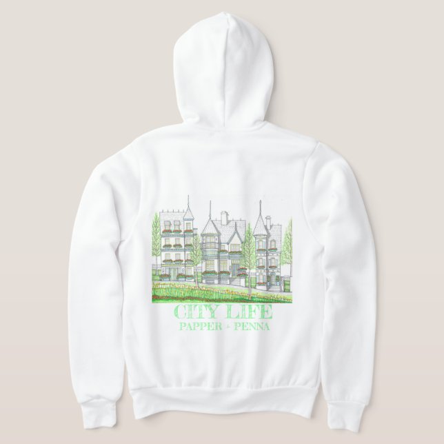 Victorian City Life Hoodie T Shirt (Laydown Baksida)