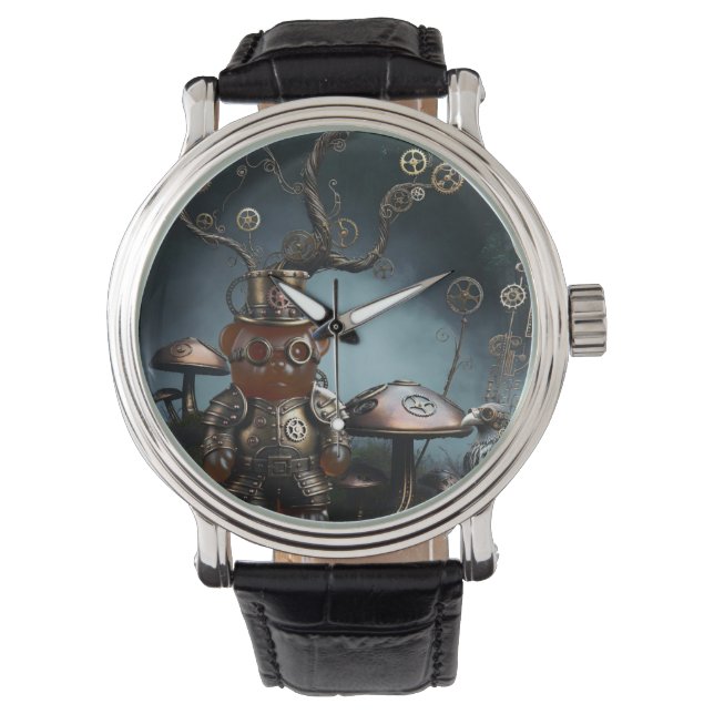 Victorian Clockwork Gummy Bear Mechanical Raven Armbandsur (Framsida)