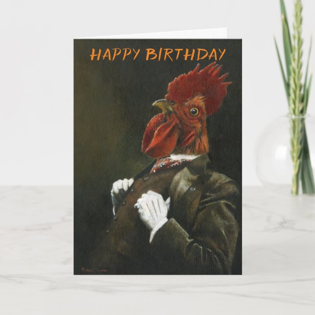 Victorian Cockerel Birthday Card Kort (Framsida)