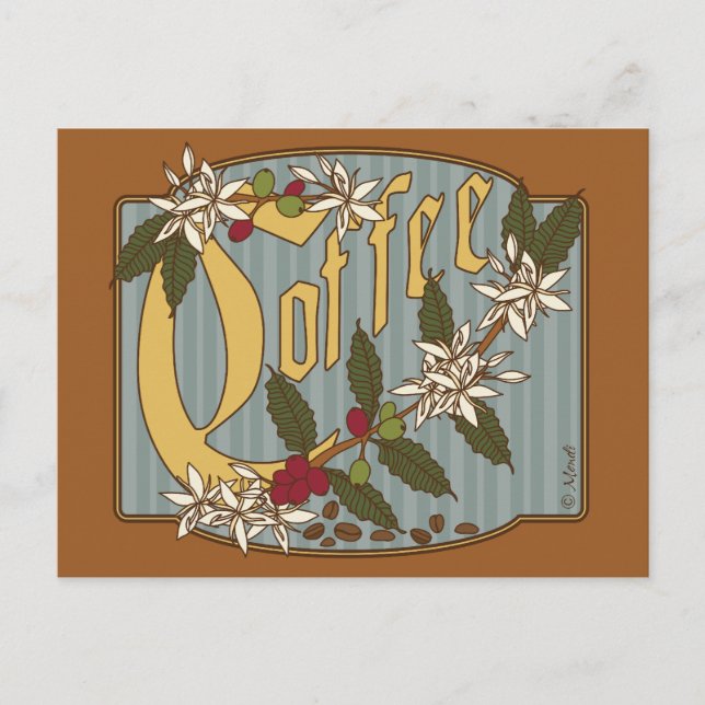 Victorian Coffee-tecken Vykort (Framsida)