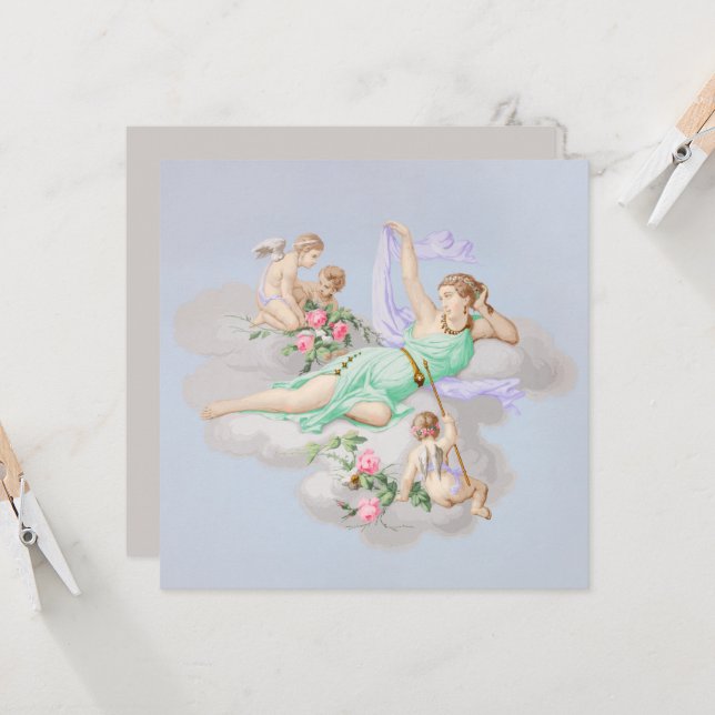 Victorian Coquette Pastel Angel Clouds Kort (Fram/Back In Situ)