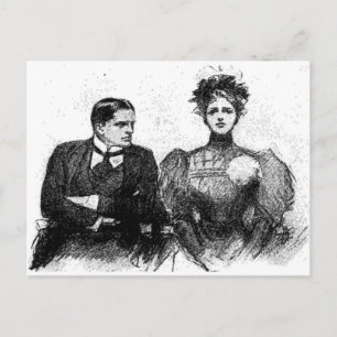 Victorian Couple Postcard Vykort