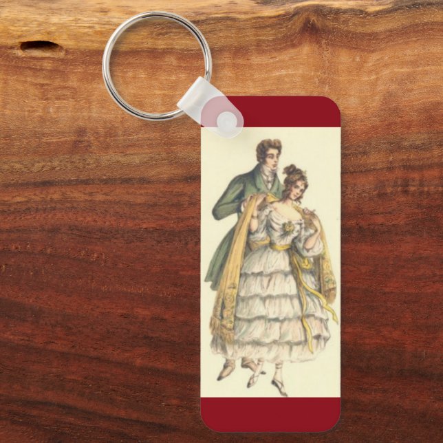Victorian Couple Red Vintage jul Keychain Nyckelring (Framsida)