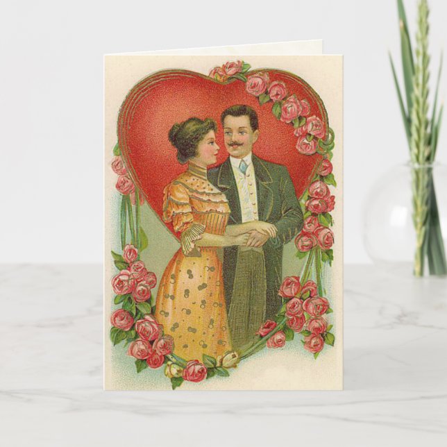 Victorian Couple Valentine Day Card Helgkort (Framsida)
