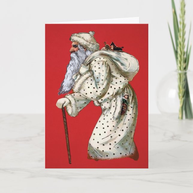 Victorian Creepy Old Santa Helgdag Card Helgkort (Framsida)